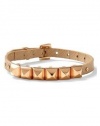 Michael Kors MKJ2967 Rose Gold Pyramid Studded Tan Leather Bracelet