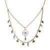 Lucky Brand Jewelry Layered Silver & Gold Necklace. Flowers, Leaves and Turquoise Stones