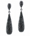 Charter Club Earrings, Hematite-Tone and Jet Crystal Long Teardrop Earrings