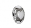 Pandora Grey White Heart Glass Murano Bead Charm plus FREE Pandora gift box Great Gift for Mom, Daughter Mother for bracelets