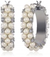 Carolee American Girl Pearl Tone Hoop Earrings