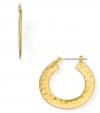 Lauren Ralph Lauren Earrings, Gold-Tone Hammered Click It Hoop Earrings