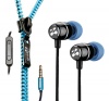 Zipbuds FRESH Noise-Isolating Metal Earbuds with 3-Button Mic/Remote and Tangle Free Zipper Cabling (Blue)