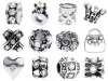 Clear Pandora Style April Birthstone Charms [12] European Antique Silver Diamond Crystal Rhinestone Bracelet Spacer Beads, Bulk Lot of Twelve Spacers for Bracelets and Necklaces, Unthreaded Core Size 4.5-5.5mm Fits Most Genuine Brands, an Authentic Timeli