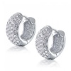 Bling Jewelry 5 Row Pave CZ Huggie Hoop Earrings