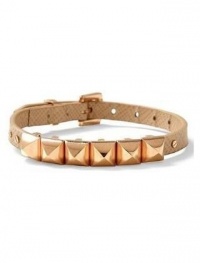 Michael Kors MKJ2967 Rose Gold Pyramid Studded Tan Leather Bracelet